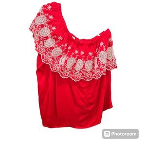 Maette One Shoulder Embroidered Top